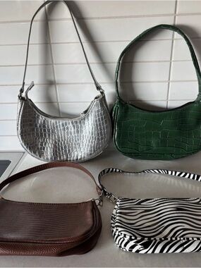 4X Y2K Women’s Animal Print & Embossed Print Shoulder Bags- All 4 Working Zips